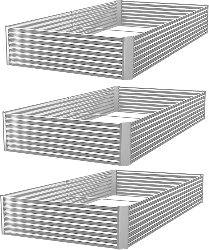 3 Pack Galvanized Raised Garden Bed Outdoor,Metal Garden Bed for Vegetables,Above Ground Garden Box for Flower,Steel Raised Beds for Gardening-36x18 inch