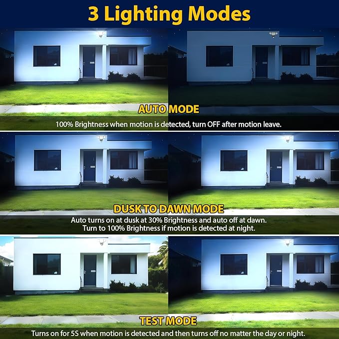 90W 10000LM LED Security Lights Motion Sensor Outdoor Lights, 4 Head Dusk to Dawn, 6500K Daylight Flood Lights Outdoor Motion Sensor, IP65 Waterproof, Motion Light for Outside, Garage, Yard, Porch