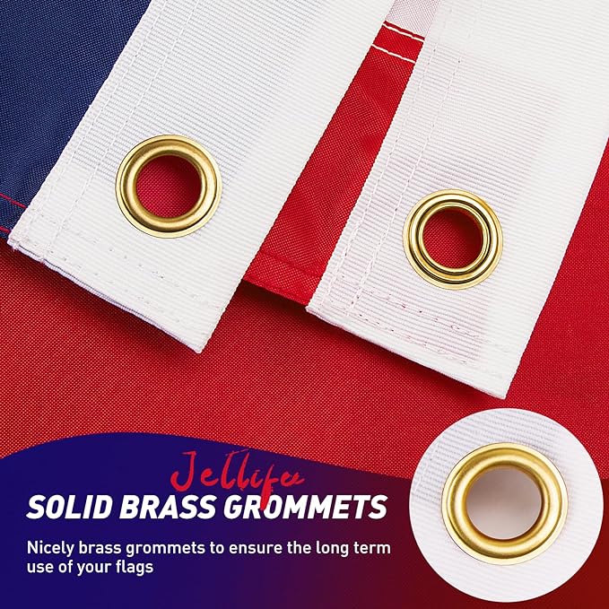 American Flag 3x5 Outdoor, 210D 3x5 Flags Outside, Heavy Duty Spun Nylon USA Flag, All Weather US Flags with Embroidered Stars Sewn Stripes Brass Grommets, Vivid Color for Outdoor Indoor (3 by 5 Foot)