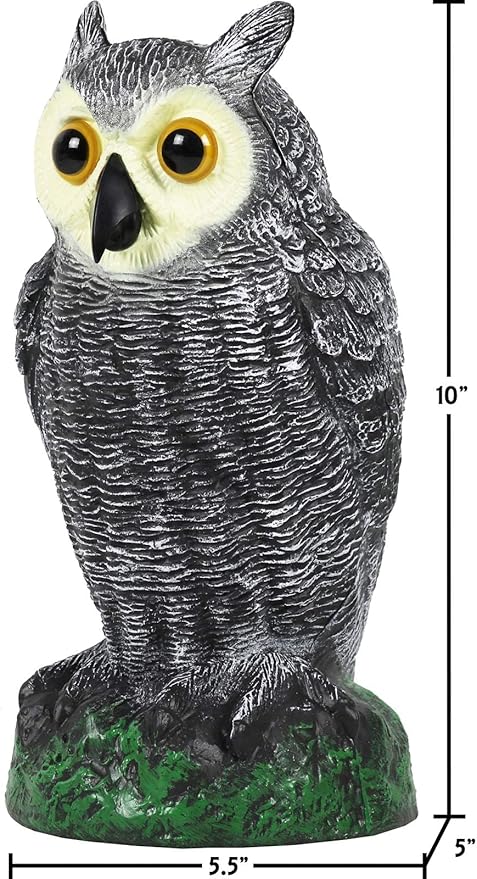 Galashield Owl Decoy | Plastic Owls to Scare Birds Away | Owl Statue for Garden & Outdoors - Pack of 3