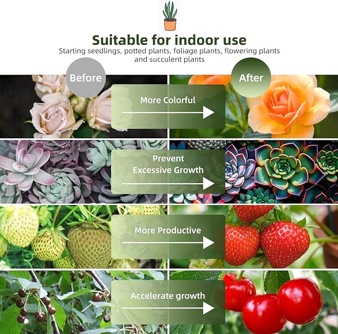 Hlite18inch 4 Pack LED Grow Lights - Linkable Grow Lights for Indoor Plants, Full Spectrum Plant Lights Plug and Hanging Design with On/Off Switch Hanging Grow Light from Seedling to Flowering, Black