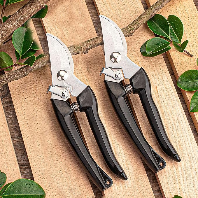 Garden Flower Shears Pruning Shears 6.9 inches Scissors Heavy Duty Plant Scissors for Cutting Flowers, Trimming Plants, Bonsai, Fruits Picking (Black Handle)