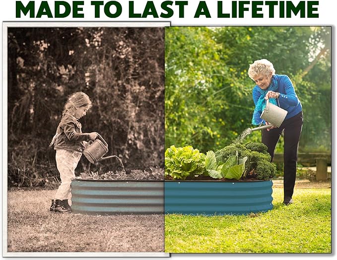 Galvanized Raised Garden Beds Outdoor // 8×4×1 ft (2-Pack) Planter Raised Beds for Gardening, Vegetables, Flowers // Large Metal Garden Box // Patented Tool-Free Design (Turquoise)