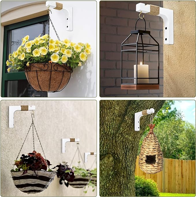 2 Pack Plant Hanger Hooks for Indoor Hanging Plants, Hanging Planters for Indoor Plants Farmhouse Wooden Hanging Basket Wall Hooks for Outdoor Flower Pots Lanterns Wind Chime Lights Garden Decoration