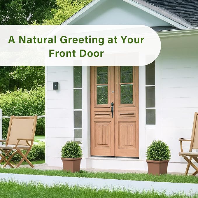 24" Artificial Cedar Topiary Ball Bushes, Set of 2 UV Resistant Fake Trees Outdoor Shrubs with Ground Spike, Weatherproof Faux Plants for Planter, Front Porch, Garden, Yard, Patio Decor