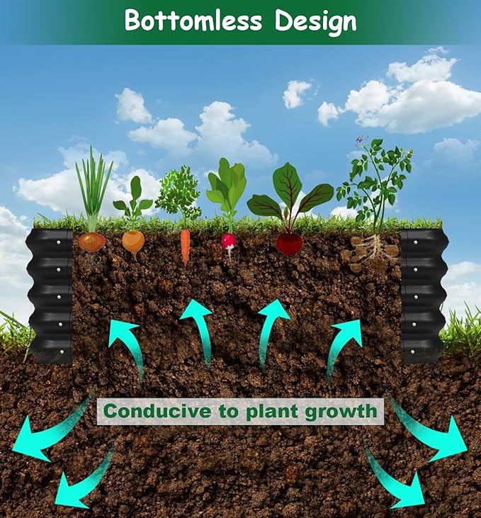 3x3x1 FT Raised Garden Bed with Steel Cable, Elevated PP Planter Box Stand for Gardening, Backyard Patio Ground Raised Bed for Planting Vegetables Flower Herb and Succulents, Black
