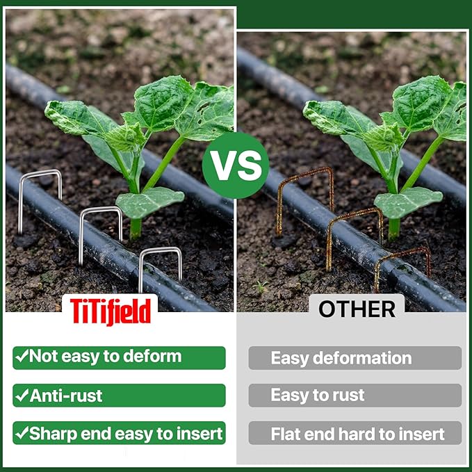 60 Pack 6 Inch Garden Stakes - Sturdy Landscape Staples with Metal Tarp Pins, Lawn Ground Stakes, Tent Stakes, and Yard Staples for Anchoring Sod, Landscape Fabric, and Irrigation Tubing