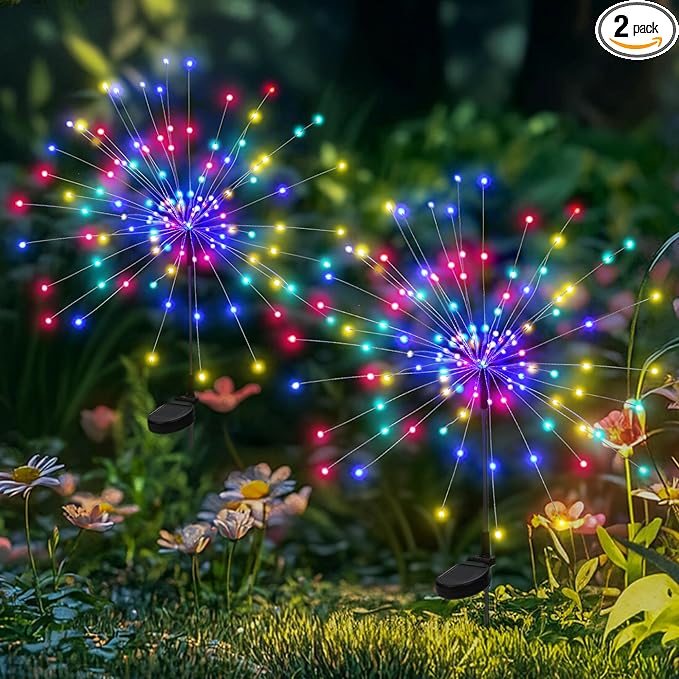 Garden Decor Solar Lights Outdoor,2Pack 120LED Waterproof Colorful Solar Garden Lights Your Outdoor Decoration,Yard, Patio, Porch,Flower Pot,Pathway,Christmas