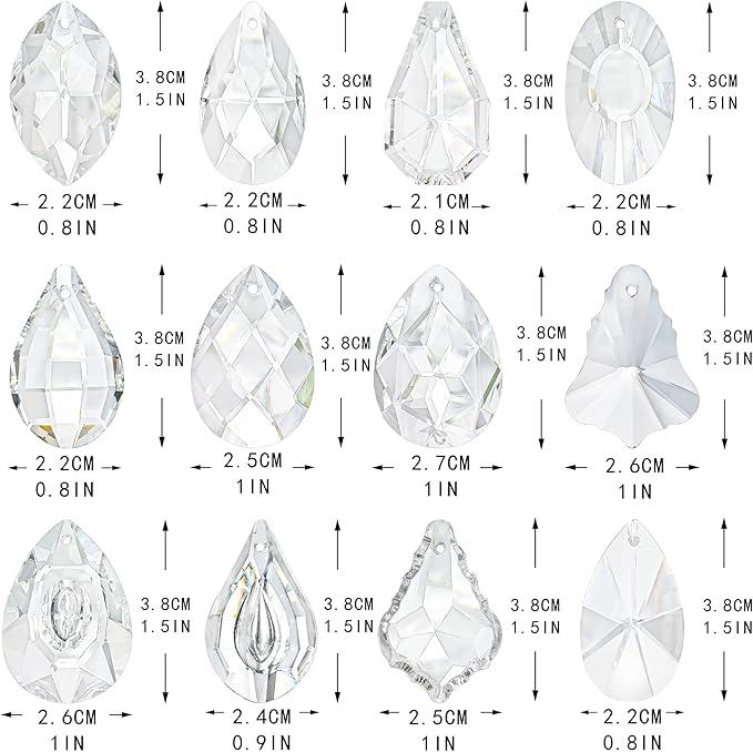 12Pcs Clear Crystal Suncatchers Prisms DIY Kit,Glass Suncatchers Hanging Crystals Ornament,Sun Catcher with Glass Beads,Prisms Rainbow Pendant for Window Home Office Garden Decoration