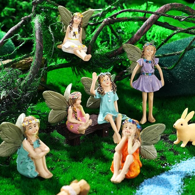 120 Pieces Garden Kit Accessories Garden Animals Miniatures Fairies Miniature Figurines Micro Landscape Ornaments DIY Kit for Outdoor Yard Lawn