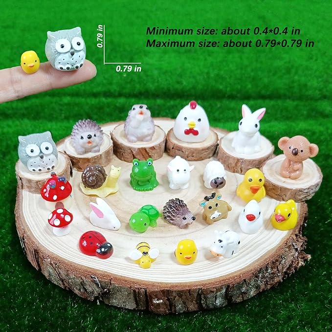 100 Pcs Mini Resin Animals Figures, Mixed Tiny Plastic Animals Figurines to Hide Miniature Fairy Garden Decorations Accessories