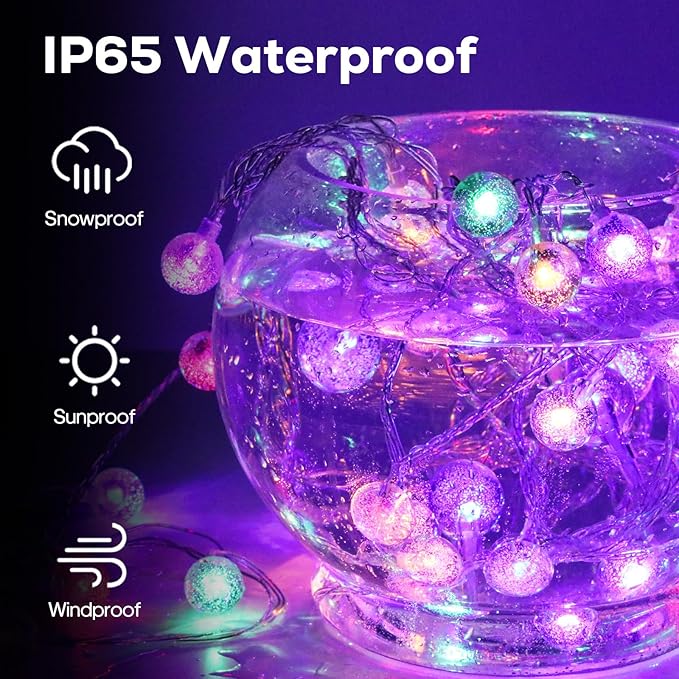 56FT Solar String Lights, 100LED Outdoor Solar Lights with Remote, Color Changing Globe Patio Light, 13 Light Modes, Timing & IP65 Waterproof, Christmas Decoration for Garden Yard