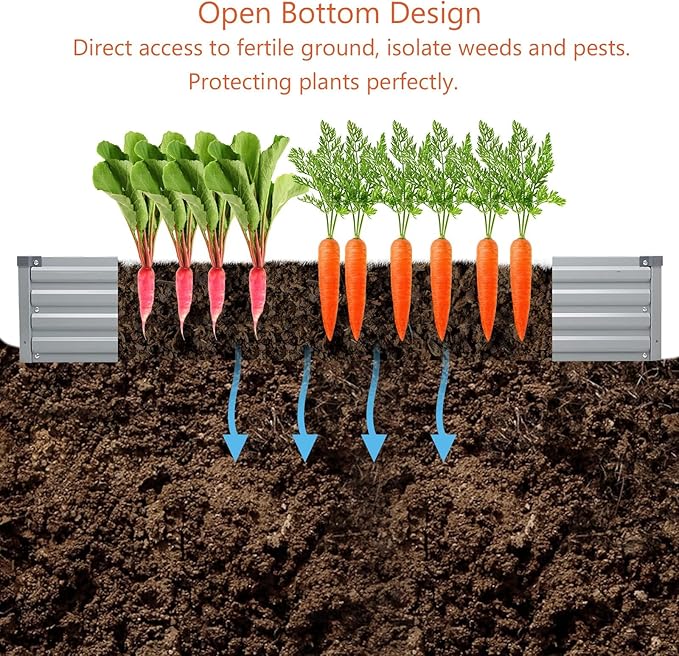 12x4x1ft(2 Pack) Galvanized Raised Garden Bed,Outdoor Planter Box Metal Patio Kit Planting Bed for Vegetables Flowers and Succulents,Silver