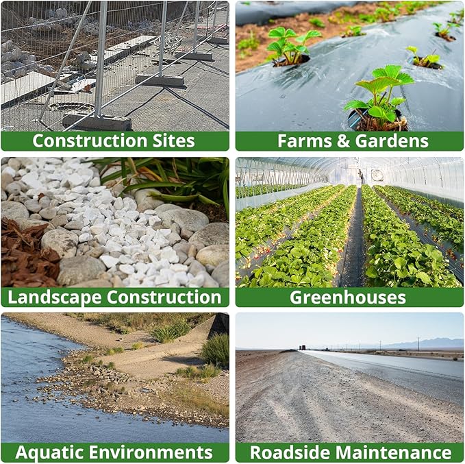 3ft x 100ft Weed Barrier Landscape Fabric, 3.2oz Heavy Duty Woven Geotextile with 20 U-Shaped Pegs & Pre-Printed Cutting Lines, Ground Cover Colth Garden Bed Liner for Landscape, Driveway, Greenhouse