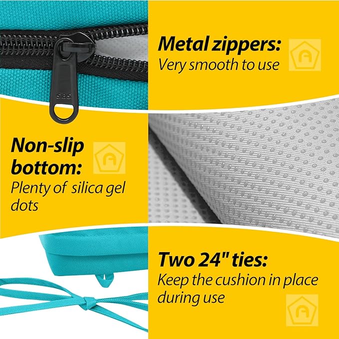 AAAAAcessories Outdoor Seat Cushions for Chairs, Waterproof, Fade-Resistant Patio Furniture Replacement Cushions, 21" x 21" x 4", Set of 2, Turquoise Blue