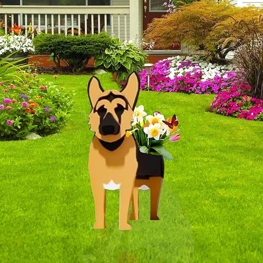 German Shepherd Dog Planter Plant Pots,Cute Garden Dog Flower Planter,Dog Planters Birthday Gifts for Women,Office,Indoor/Outdoor Decor(9.45 * 5.51 * 13.82in)