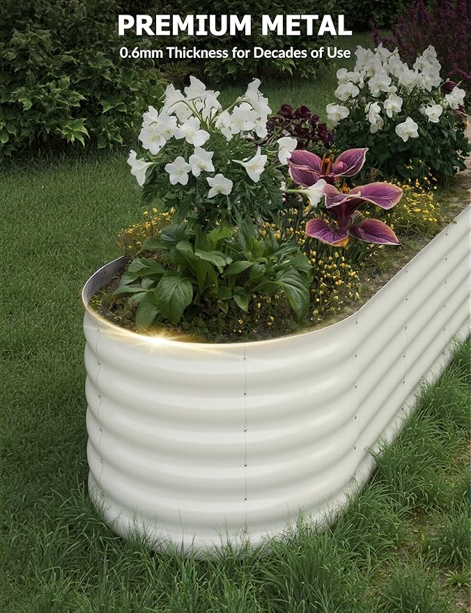 2 Pcs Raised Garden Beds Outdoor 8x2x1.5ft - Galvanized Steel Planter Box for Vegetables, Flowers, Rust-Resistant Garden Box, Easy Assembly Raised Beds, Durable Planters for Outdoor Plants, Beige