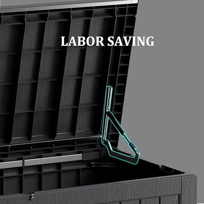 Heavy-Duty 270 Gallon Waterproof Deck Storage Box, Outdoor Storage for Garden & Patio, Lockable Resin Storage Chest for Pool Accessories, UV-Resistant, Onyx Black