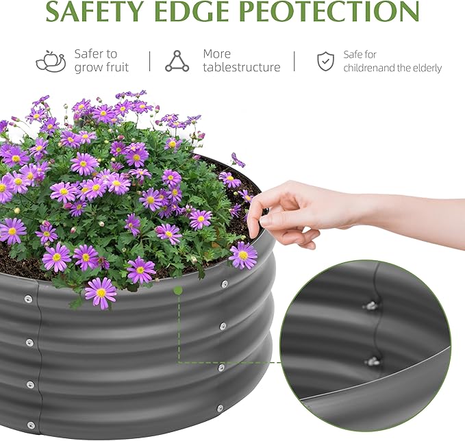 2-Pack 2x1ft Galvanized Raised Garden Bed, Outdoor Planter Bed, Metal Planter Box for Gardening and Planting