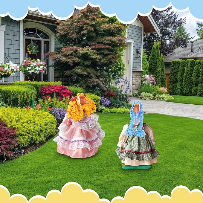3 Pcs Porch Goose Outfit, Cute Porch Goosey Braid Wig, Crochet Hook Portico Goose Wig for Lawn Goosey Garden