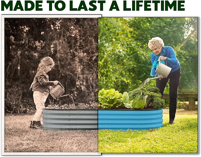 Galvanized Raised Garden Beds Outdoor // 4×2×1 ft Planter Raised Beds for Gardening, Vegetables, Flowers (Teal) // Large Metal Garden Box