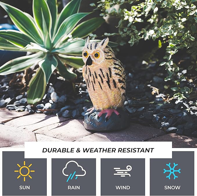 Galashield Plastic Owl Decoys [Set of 3] - Multicolor Owl Statues for Garden & Outdoors, Scare Birds Away, Realistic Design with Reflective Eyes, Weather Resistant
