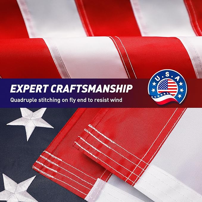 American Flag 5x8 Outdoor, 5x8 Flags Outside, All Weather US Flags with Embroidered Stars Sewn Stripes Brass Grommets, Vivid Color, Polyester USA Flag for Outdoor Indoor (5 by 8 Foot)