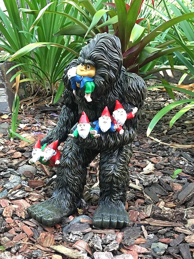 GlitZGlam Large Miniature Bigfoot and Gnomes for Fairy Garden. A Large Gnome Figurine (13 inch High) and Fairy Garden Accessory