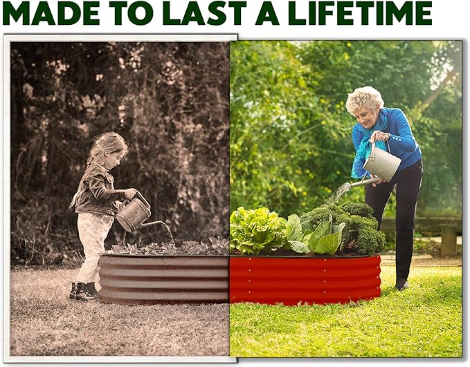 Galvanized Raised Garden Beds Outdoor // 4×2×1 ft Planter Raised Beds for Gardening, Vegetables, Flowers // Large Metal Garden Box (Red)