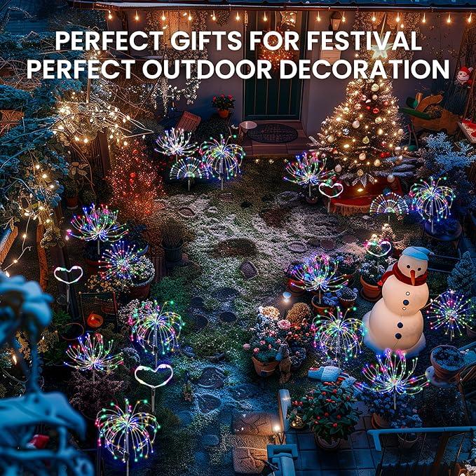 Garden Decor Solar Lights Outdoor,4Pack 120LED Waterproof Colorful Solar Garden Lights Your Outdoor Decoration,Yard, Patio, Porch,Flower Pot,Pathway,Christmas