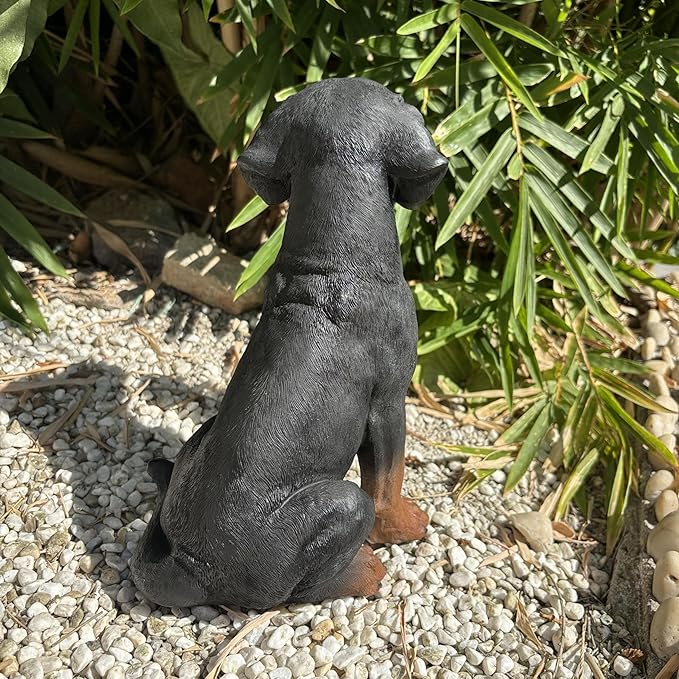 Garden Dog Statues Outdoor Decor, 10.6" Solar Light Dog Statue with Lantern, Puppy Solar Dog Figurine Sculpture for Outdoor Gardens Patio, Lawn, Yard, Housewarming Ornament Gift