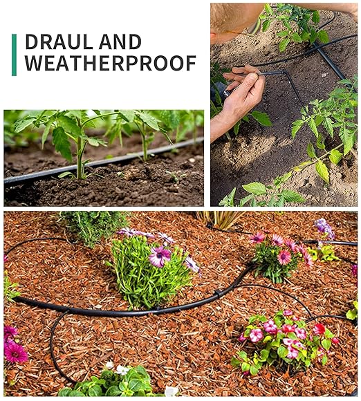 1/4 Drip Irrigation Fittings, 210 Pcs 1/4 Drip Irrigation Connectors Irrigation Fittings Kit for Flower Pot Garden Lawn (Spray,Micro Dripper,Straight Barbs,Tees,Elbows,End Plug,4-Way Coupling)