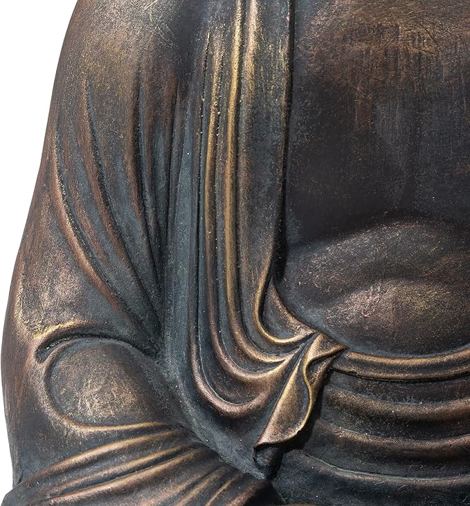 Glitzhome GH20384 22.75" Indoor Outdoor Sitting Meditating Buddha Zen Statue, 22.75 Inch Tall, Bronze