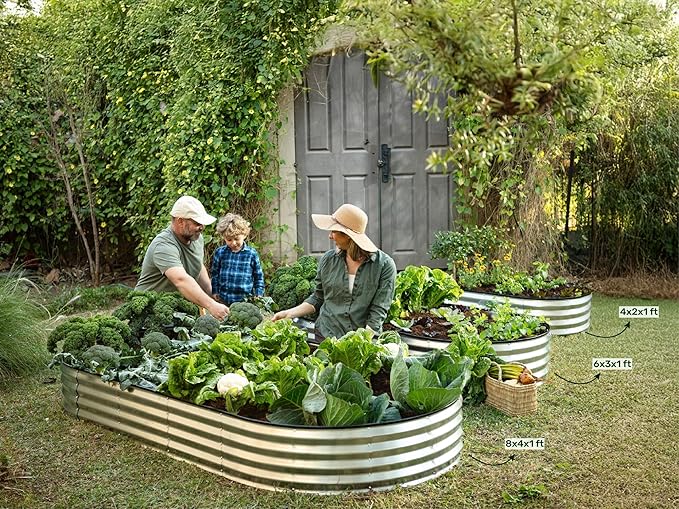 Galvanized Raised Garden Beds Outdoor // 8×4×1 ft (2-Pack) Planter Raised Beds for Gardening, Vegetables, Flowers // Large Metal Garden Box // Patented Tool-Free Design (Turquoise)