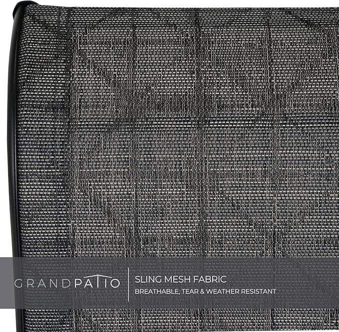 Grand patio Outdoor Swivel Dining Chairs Set of 2, 360 Degree Mesh Sling Rocker Sets for Deck, Garden Backyard, Black & Grey Plaid