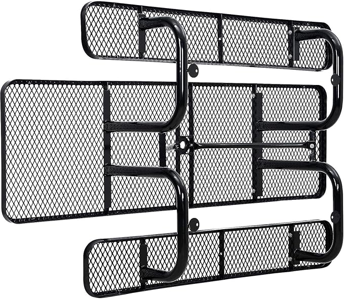 Global Industrial 8'L Rectangular Picnic Table, ADA Compliant, Expanded Metal, Black Thermoplastic Coating, Attached Benches, 1-1/2” Umbrella Pole Hole, Outdoor-Rated