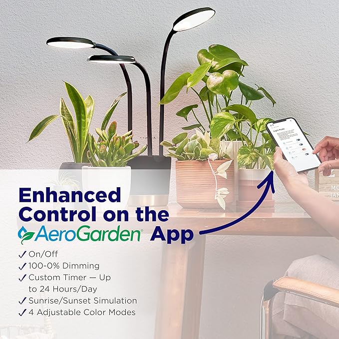 AeroGarden Trio Grow Light for Indoor Plants, Grow Live Plants Anywhere in The Home, Adjustable Light Modes, Black