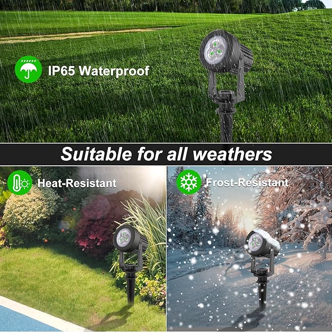 Green Solar Spot Lights Outdoor, 2 Pack Solar Landscape Spotlights IP65 Waterproof 9.8ft Cable, Auto On/Off Outdoor Wall Lights for Garden Yard Driveway Porch Walkway Pool (1-in-1)