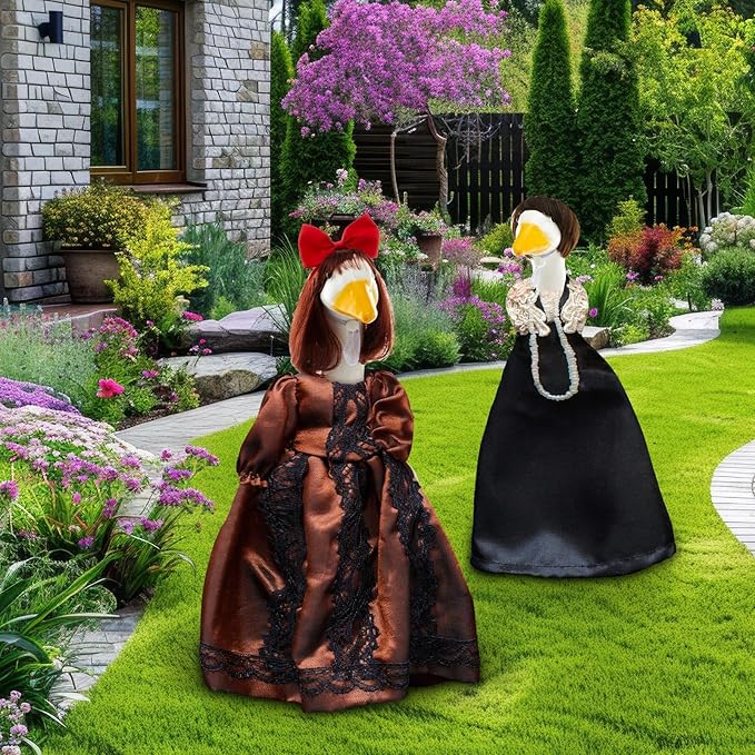 3 Pcs Porch Goose Outfit, Cute Porch Goosey Braid Wig, Crochet Hook Portico Goose Wig for Lawn Goosey Garden