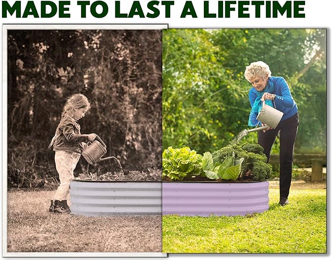Galvanized Raised Garden Beds Outdoor // 4×2×1 ft Planter Raised Beds for Gardening, Vegetables, Flowers // Large Metal Garden Box (Lavender)
