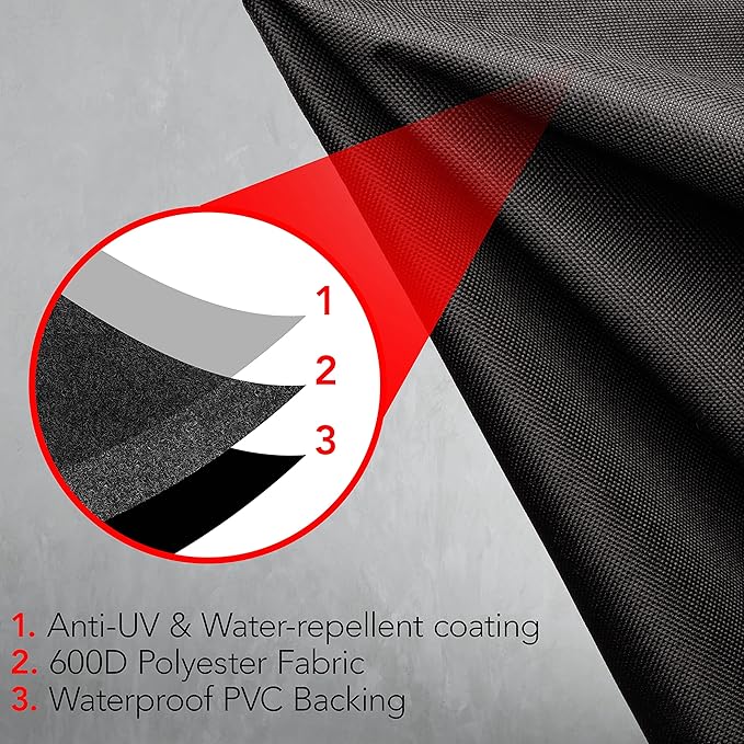 Heavy Duty BBQ Grill Cover for Outdoor Grill, 64 Inch – Waterproof, Weather Resistant, UV & Fade Resistant with Adjustable Straps – Gas Grill Cover for Weber, Genesis, Charbroil, etc. Black