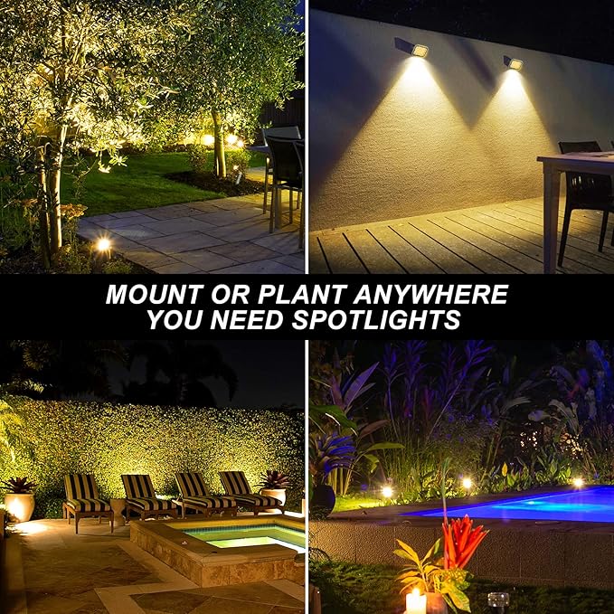 20 LED IP65 Waterproof Outdoor Spot Lights - Dusk-to-Dawn 3000K Warm White Solar Landscape Lights for Yard, Garden, Driveway, Porch, Walkway