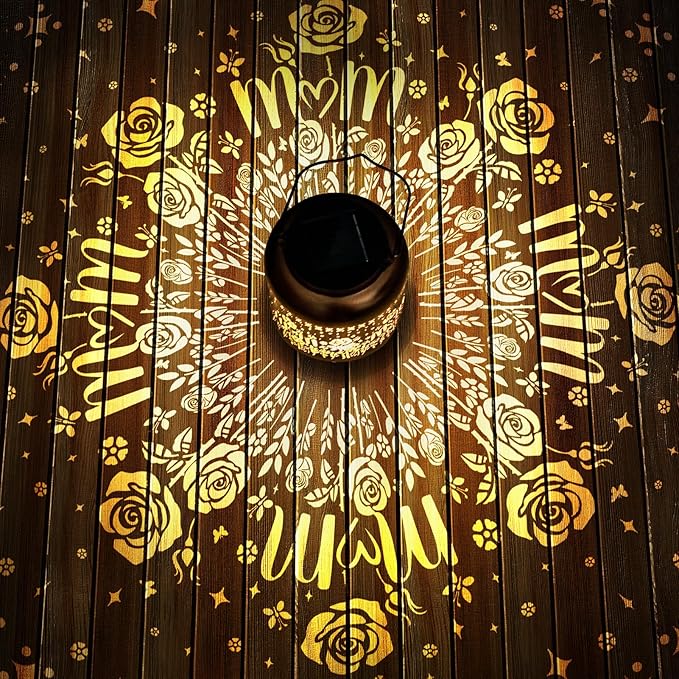 Gifts for Mothers Day Mom Women Grandma Solar Lantern Outdoor Waterproof Rose Flowers Garden Decor Hanging Solar Lights Yard Decorations Outdoor, Birthday Gifts for Mom, Backyard, Patio, Porch