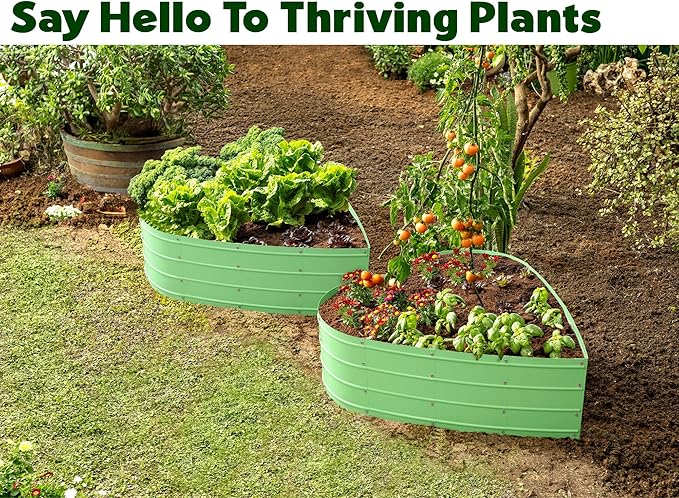 Galvanized Raised Garden Beds Outdoor // Planter Raised Beds for Gardening, Vegetables, Flowers // Large Metal Garden Box (Light Green) // Tool-Free Assembly
