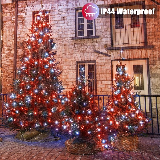 500 LED Christmas String Lights - 165ft Outdoor Waterproof Twinkle Fairy Lights, 8 Modes Plug-in With Timer Memory for Indoor Outside Bedroom Home Party Decoration, Red & White
