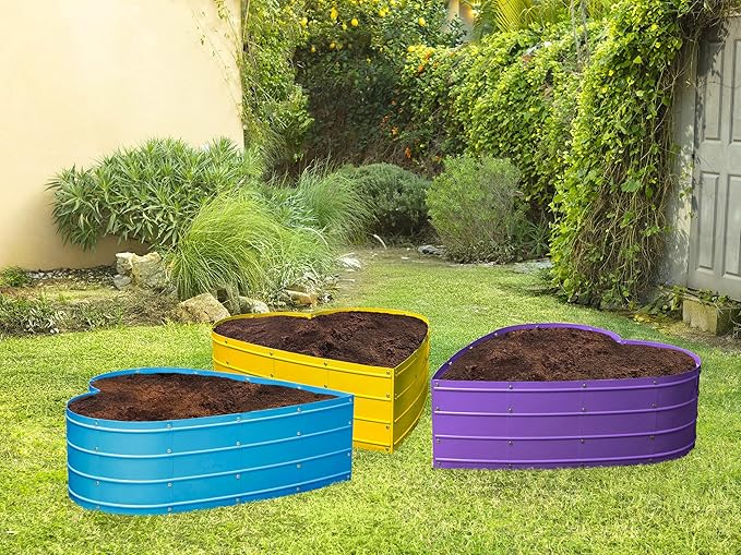 Galvanized Raised Garden Beds Outdoor // Planter Raised Beds for Gardening, Vegetables, Flowers // Large Metal Garden Box (Purple) // Tool-Free Assembly