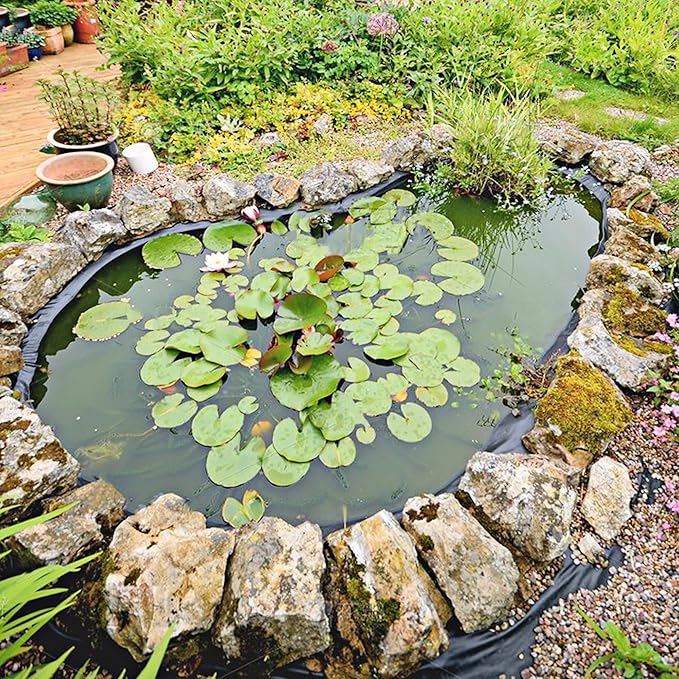 14 x 14 FT Pond Liner, 20 Mil Fish Pond HDPE Liner, Pond Liners for Outdoor Ponds, Koi Ponds, Garden Fountain, Waterfall