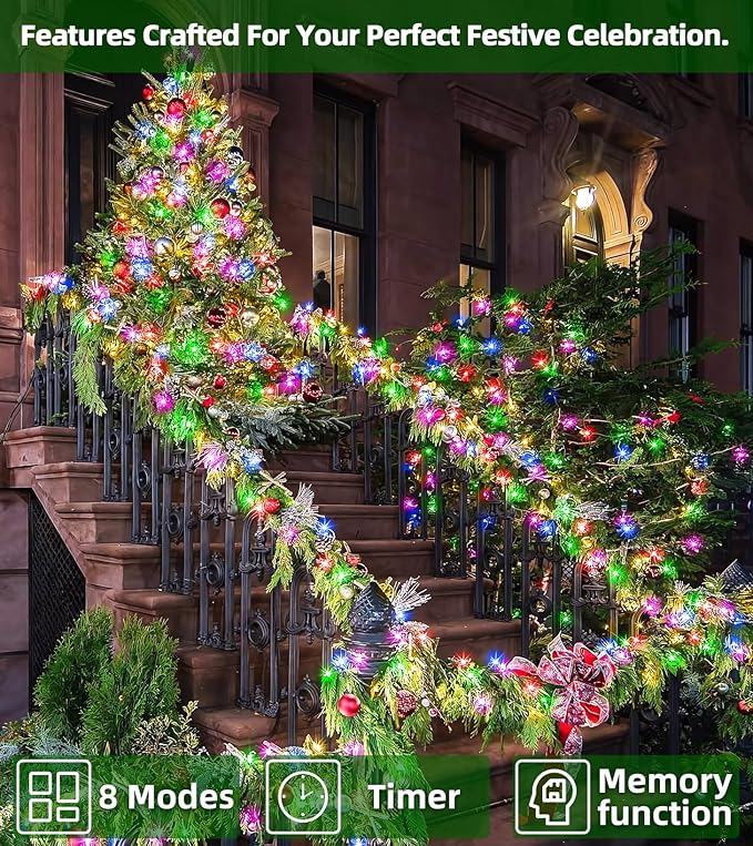 1500 LED Chrstmas String Lights, 492FT Super Long Christmas Lights with 8 Modes, Christmas Tree Lights with Timer Memory for Indoor Outdoor Tree Fence Garden Xmas Wedding Party Decor Multicolor