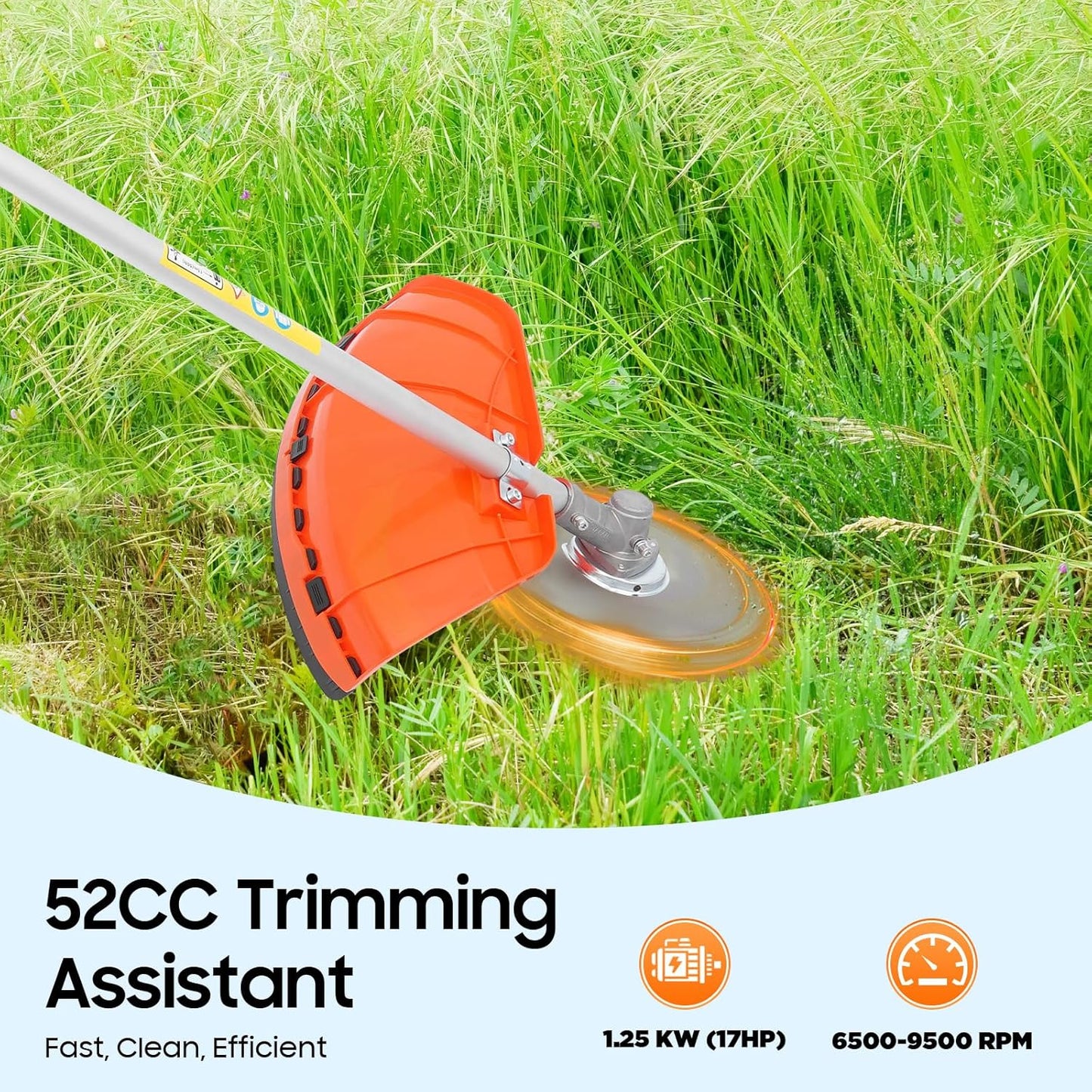 2025 New 52CC 2-Stroke Gas Weed Wacker, 5-in-1 Multi-Functional Lawn Mower Garden Hedge Trimmer String Trimmer Pole Chainsaw with Extension Pole, Weed Eater for Grass and Bush