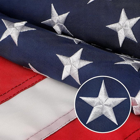 American Flag, American Flags, American Flag 6x10 Outdoor, US Flags with Embroidered Stars, Vivid Color, Sewn Stripes, Brass Grommets (6 by 10 Foot)